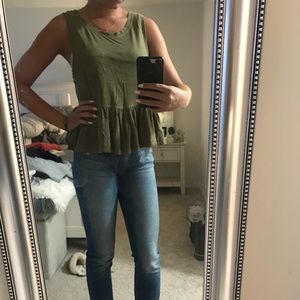 We The Free olive green peplum tank